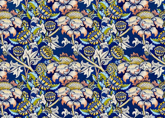 Floral Pattern on Dark Blue Background