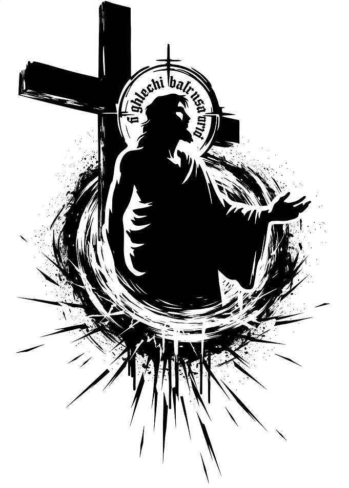 Jesus Christ Silhouette with Cross