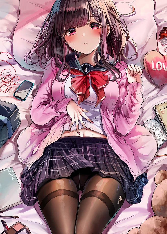Anime Girl Lying on Bed