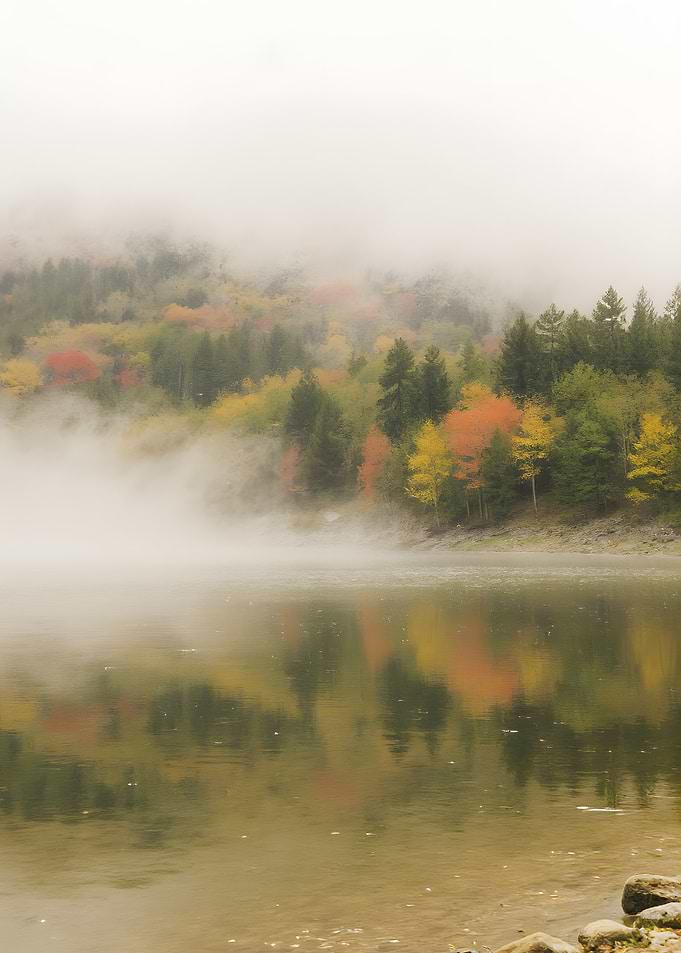 Misty Autumn Lake Landscape