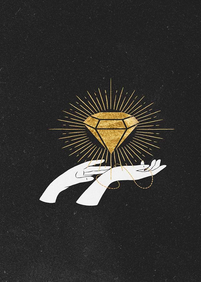 Golden Diamond in Hands Illustration