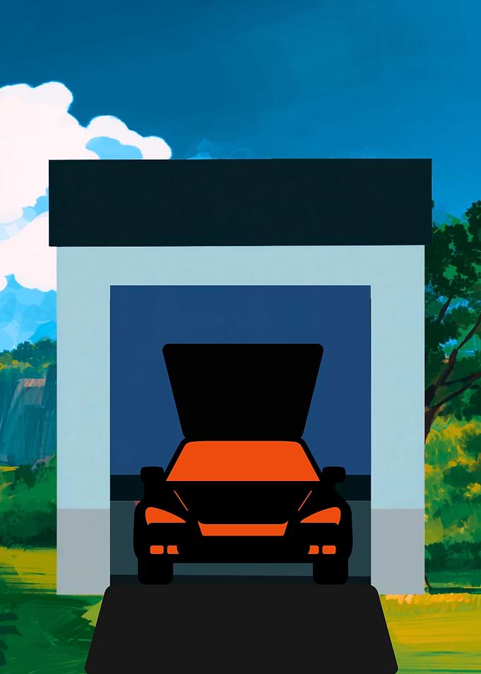 Car in Garage Digital Art