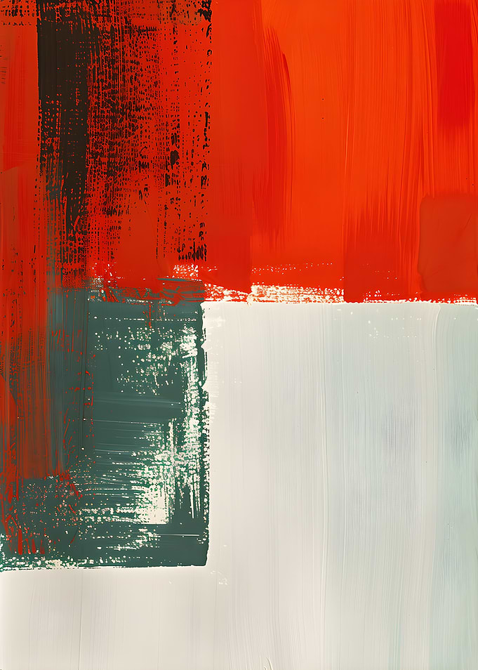 Abstract Painting with Red, Green, and White