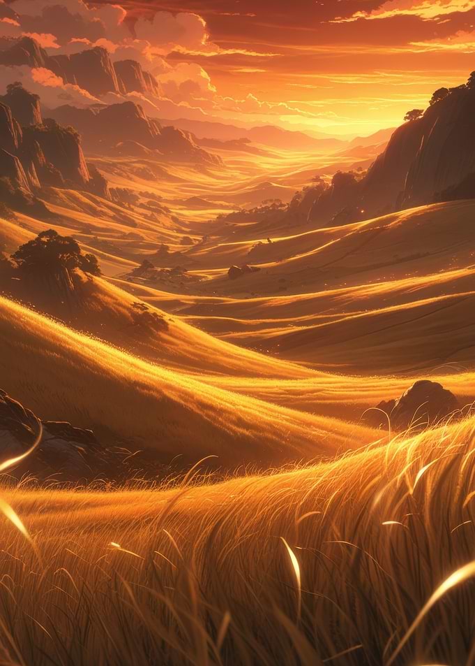 Golden Valley Landscape at Sunset