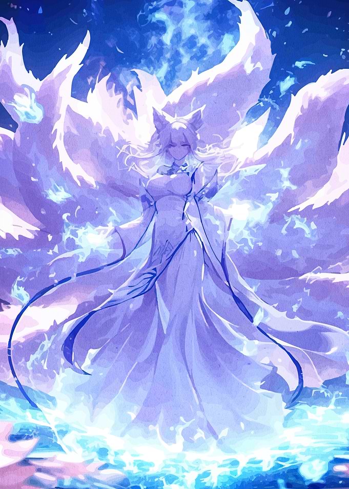 Nine-tailed fox spirit illustration