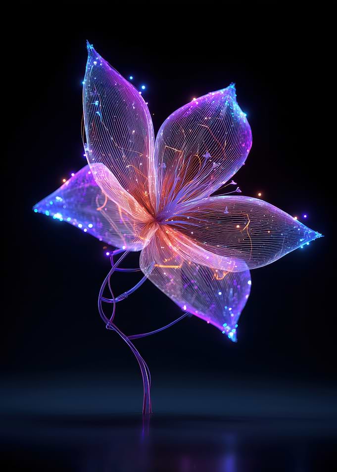 Glowing Abstract Flower on Black Background