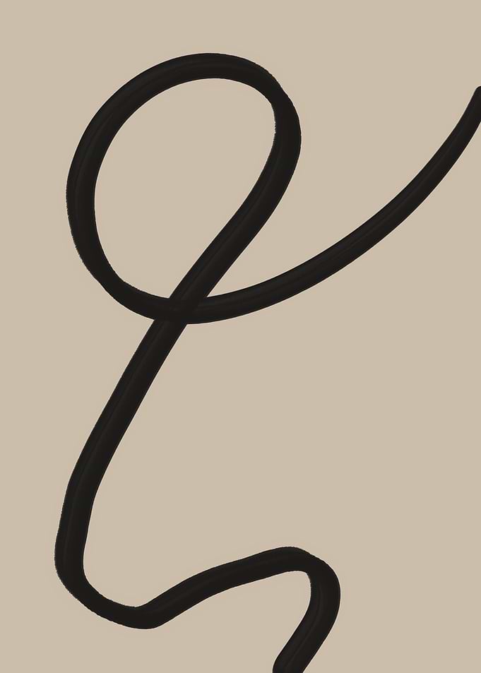 Abstract Black Line Art on Beige