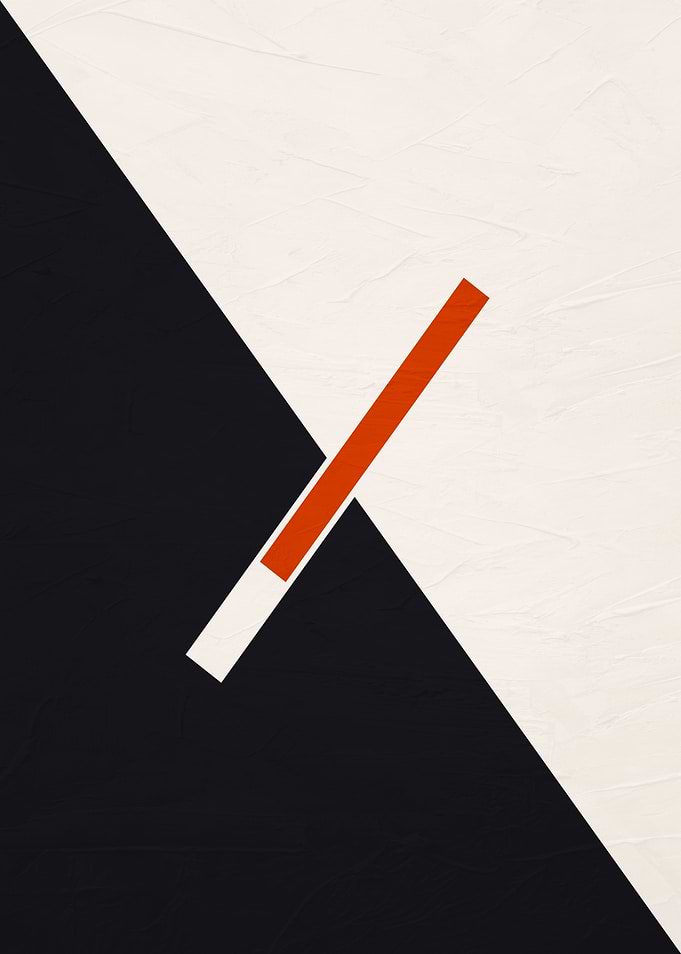 Abstract Geometric Composition with Red Bar