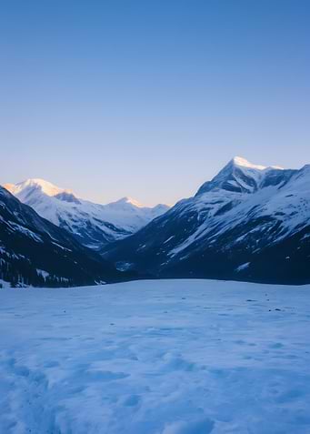 Snowy Mountain Landscape at Dusk