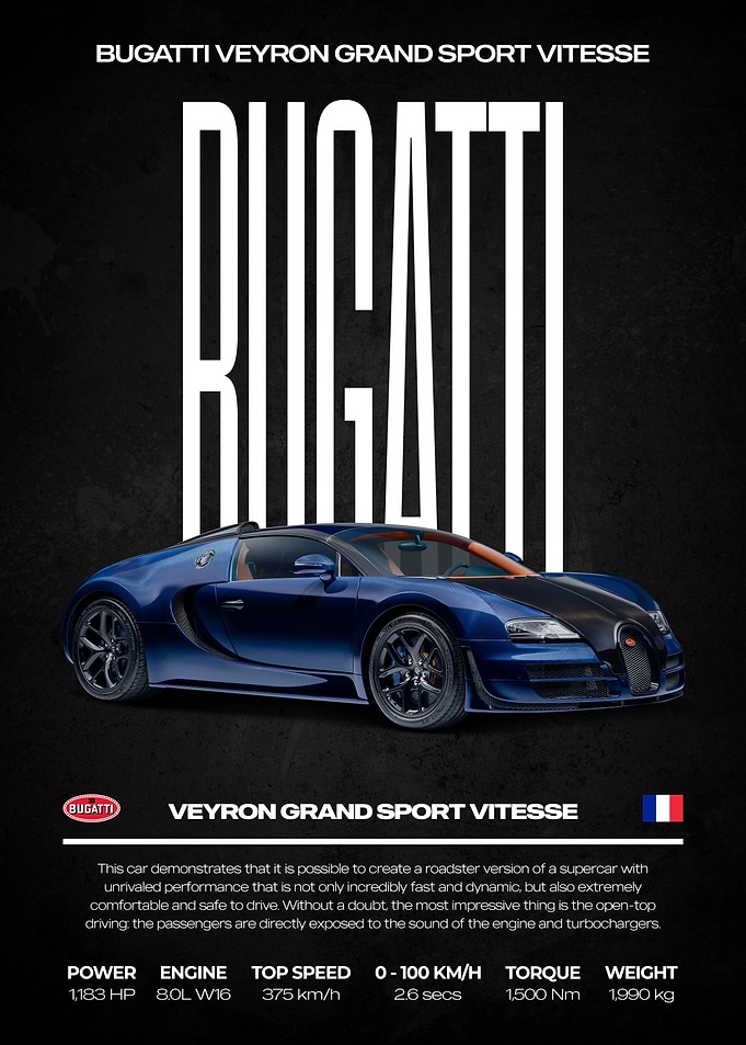 Bugatti Veyron Grand Sport Vitesse Poster