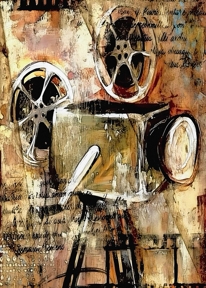 Vintage Film Projector Painting