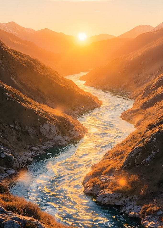 Golden River Valley at Sunset
