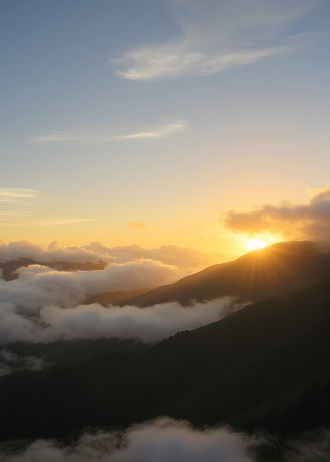 Mountain Sunrise with Clouds