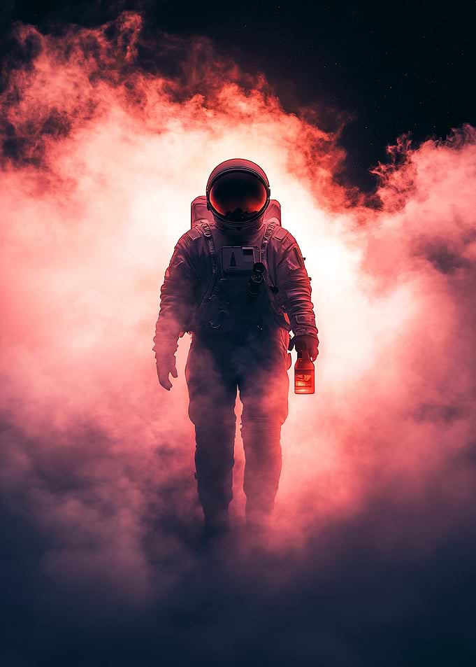 Astronaut in Red Smoke
