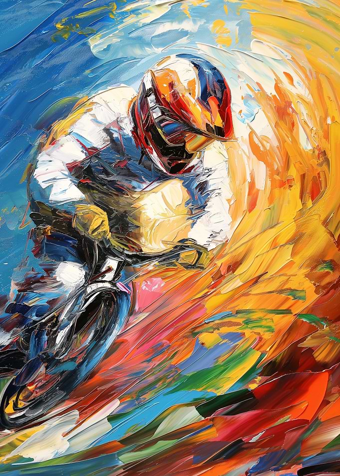 Abstract Cyclist Painting