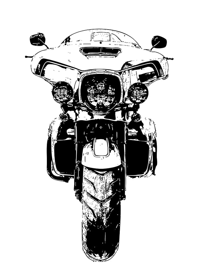 Motorcycle Front View Black and White