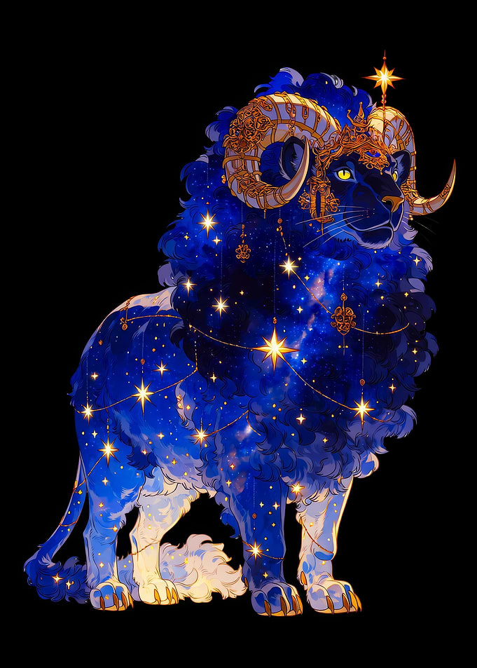 Celestial Lion Golden Crown Leo Aries Zodiac
