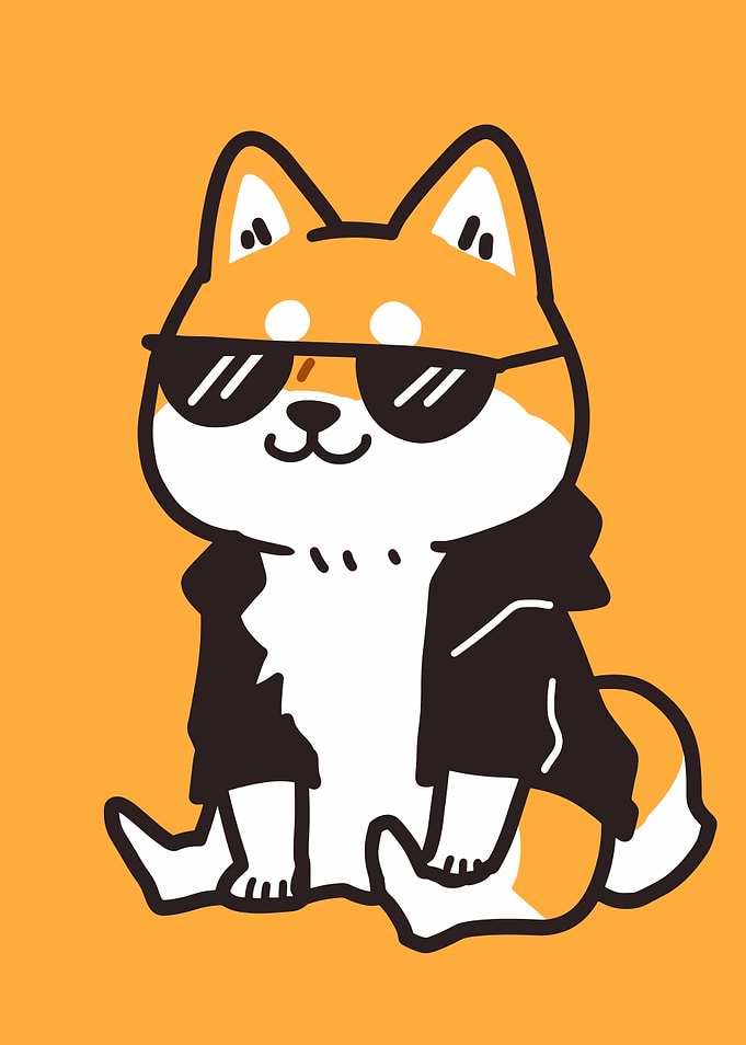 Cool Shiba Inu Cartoon Illustration