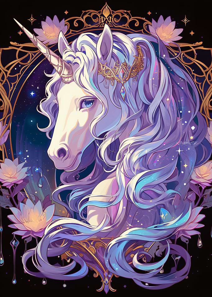 Elegant Unicorn with Floral Frame