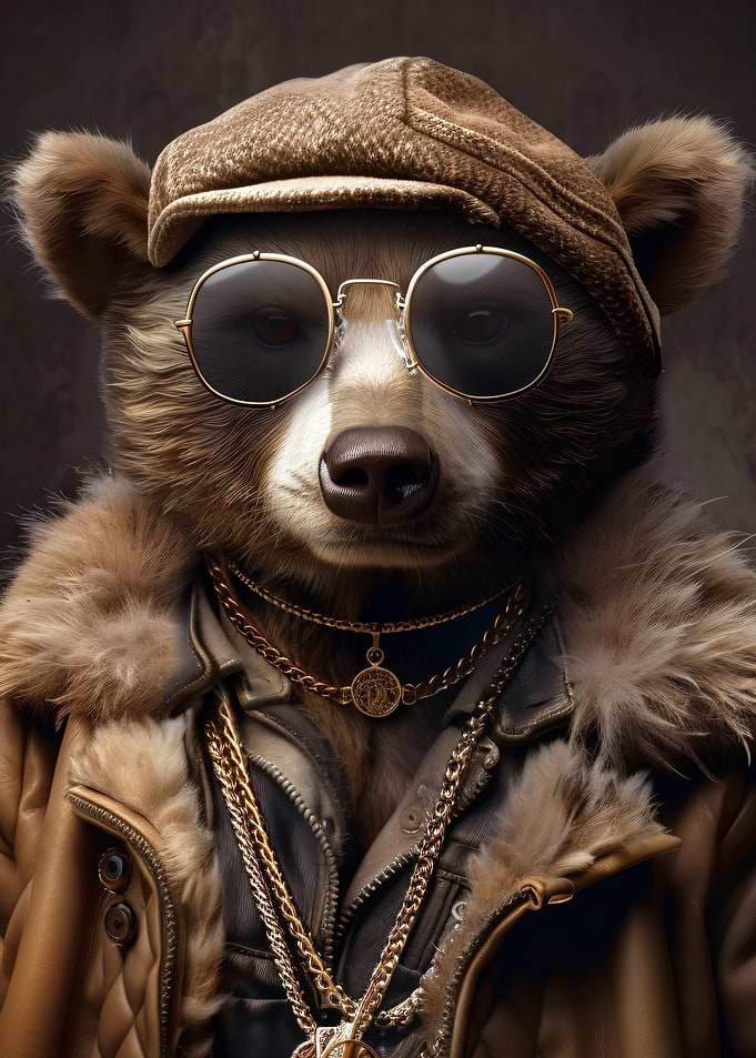 Stylish Bear with Gold Chains