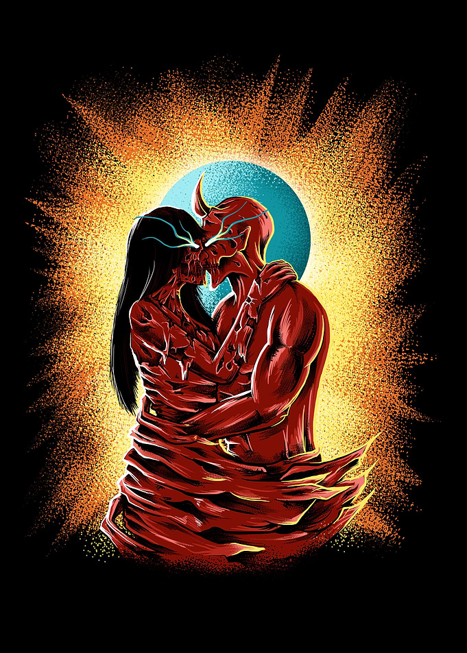 Demonic Embrace: Pixelated Love