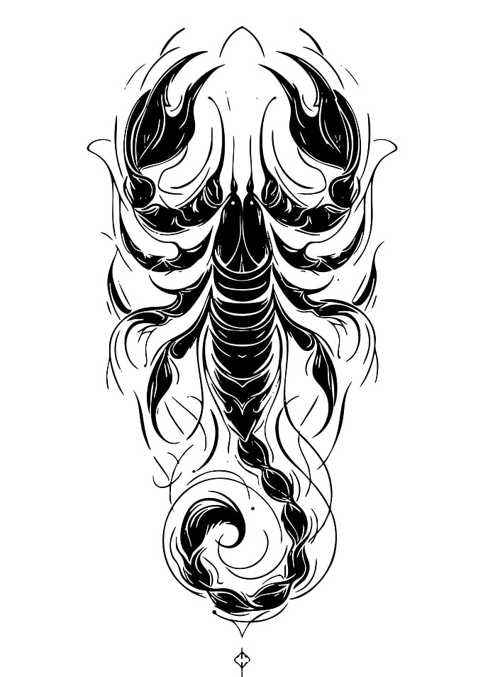 Black and White Scorpion Illustration