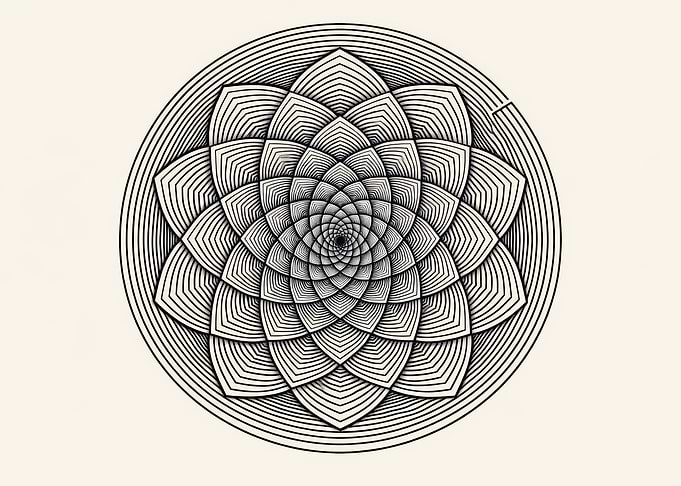 Abstract Floral Mandala Line Art