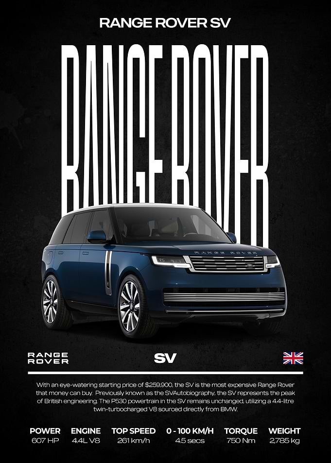 Range Rover SV Car Poster