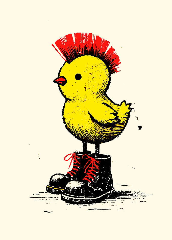 Punk Chick in Boots Illustration
