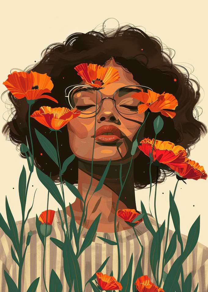 Woman with Poppies Illustration