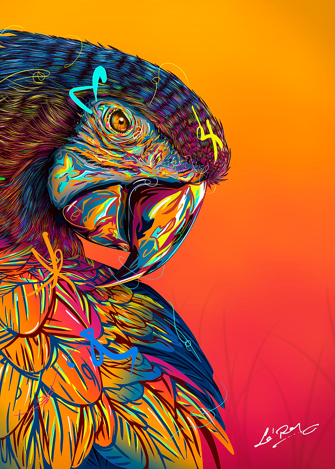 Colorful Parrot Portrait Digital Art