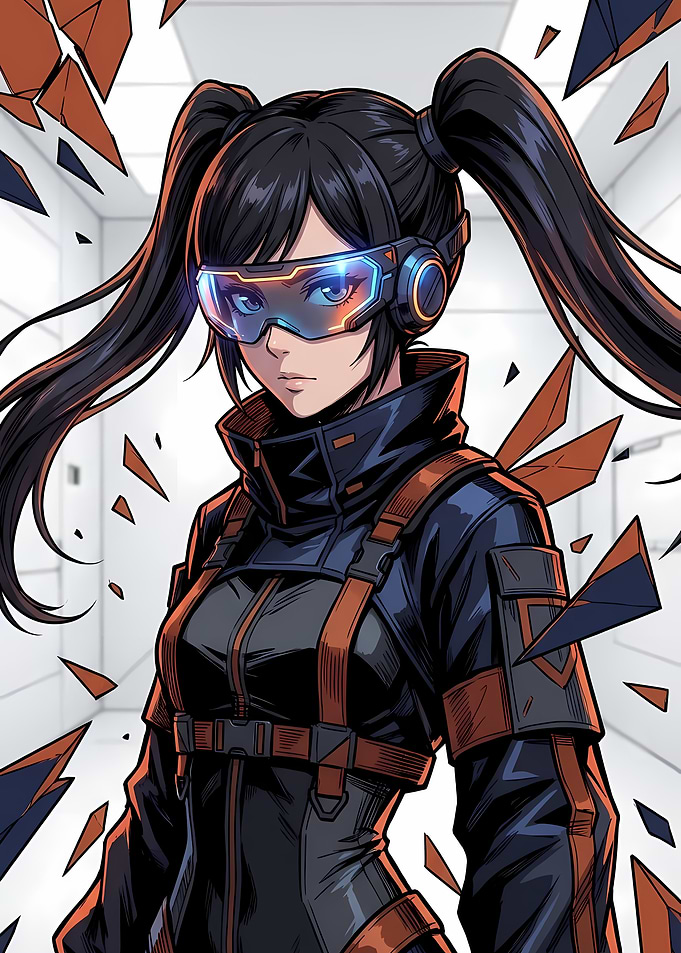 Anime Girl with Cyberpunk Goggles