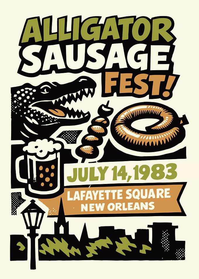 Alligator Sausage Fest Poster, New Orleans
