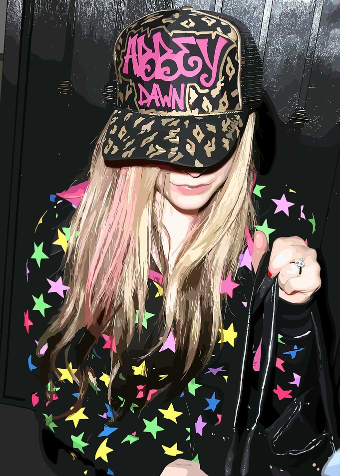 Avril Lavigne in Star Hoodie and Cap