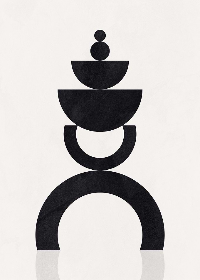 Abstract Black Geometric Shapes on White