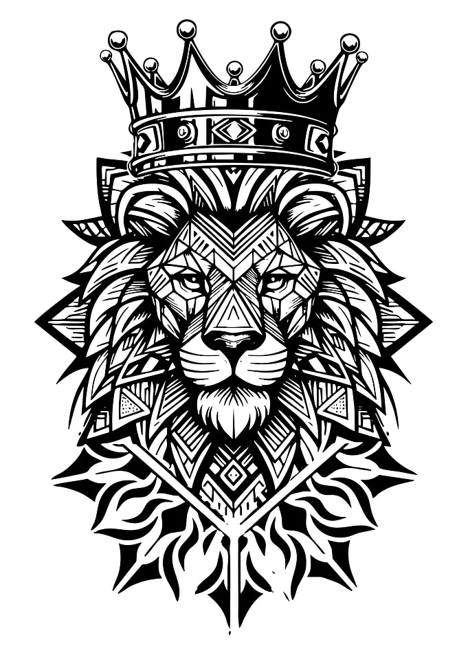 Lion King Geometric Black and White
