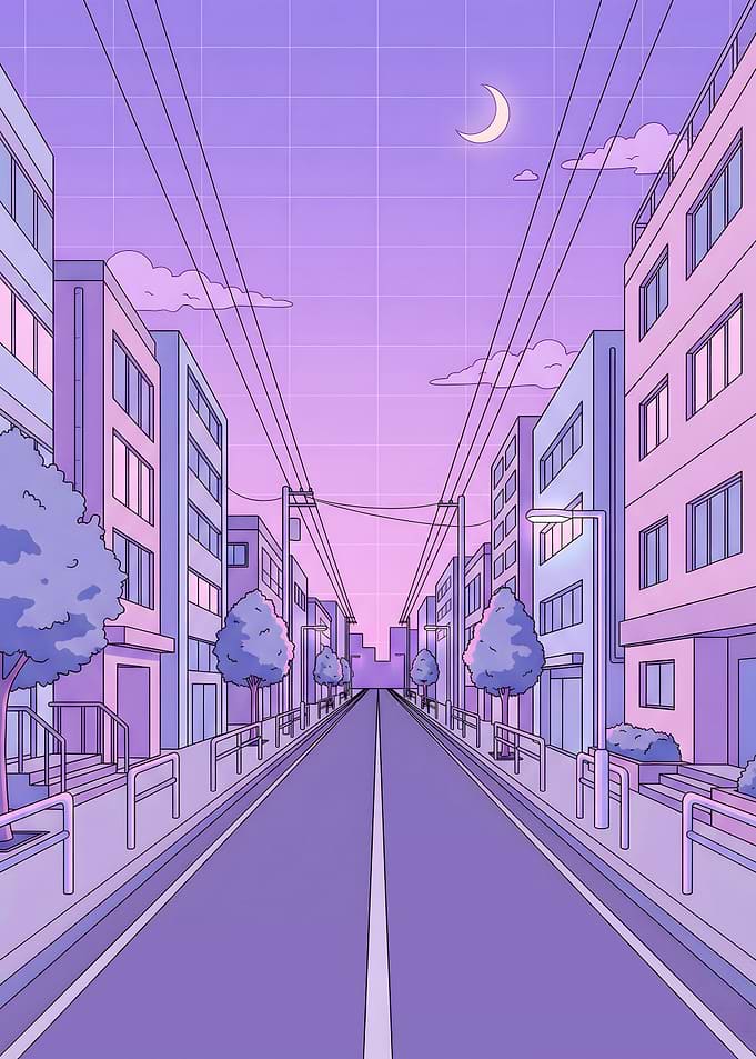 Quiet Purple City Street