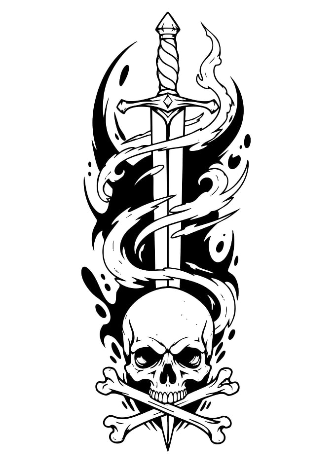 Skull, Sword, and Bones Illustration
