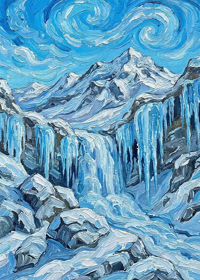 Winter Mountain Landscape Painting