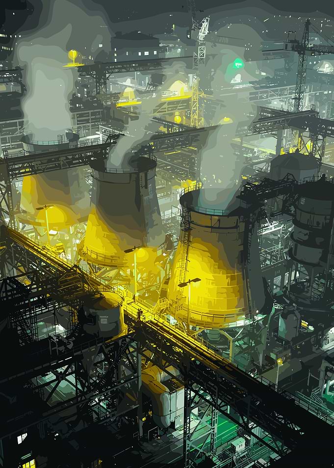 Industrial Plant at Night