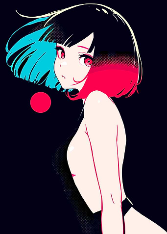 Anime Girl with Colorful Hair