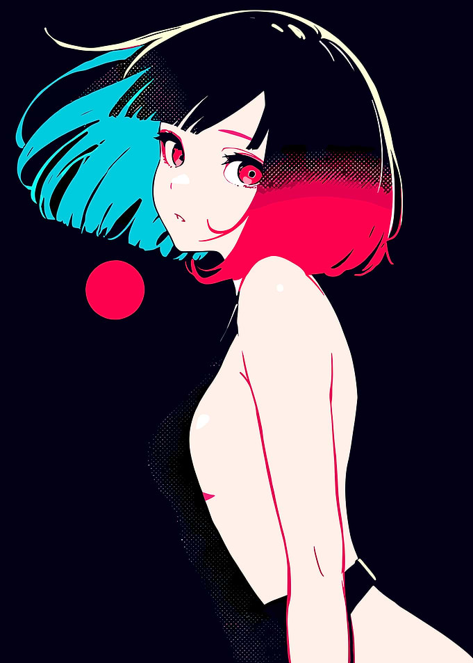 Anime Girl with Colorful Hair