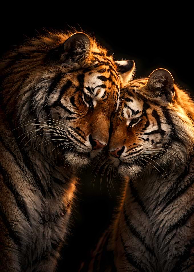 Tiger Couple - Luxury Animal Wall Art - Romantic Gift Decor