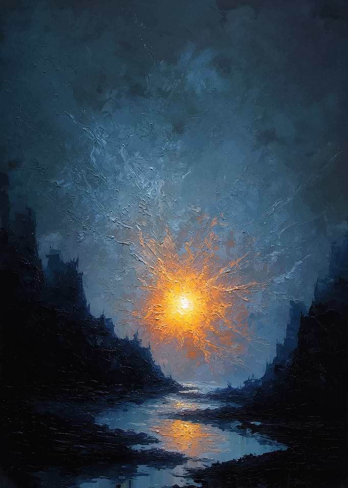 Abstract Landscape with Sun and Water