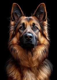 German Shepherd Portrait on Black Background