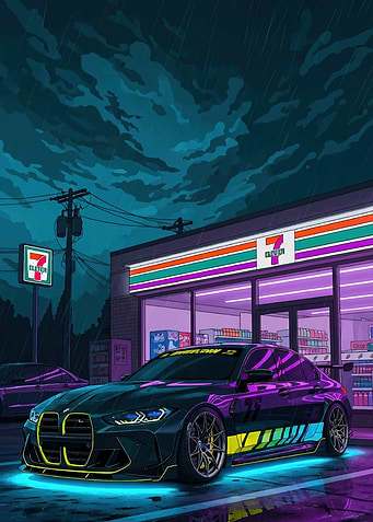 BMW M4 at 7-Eleven