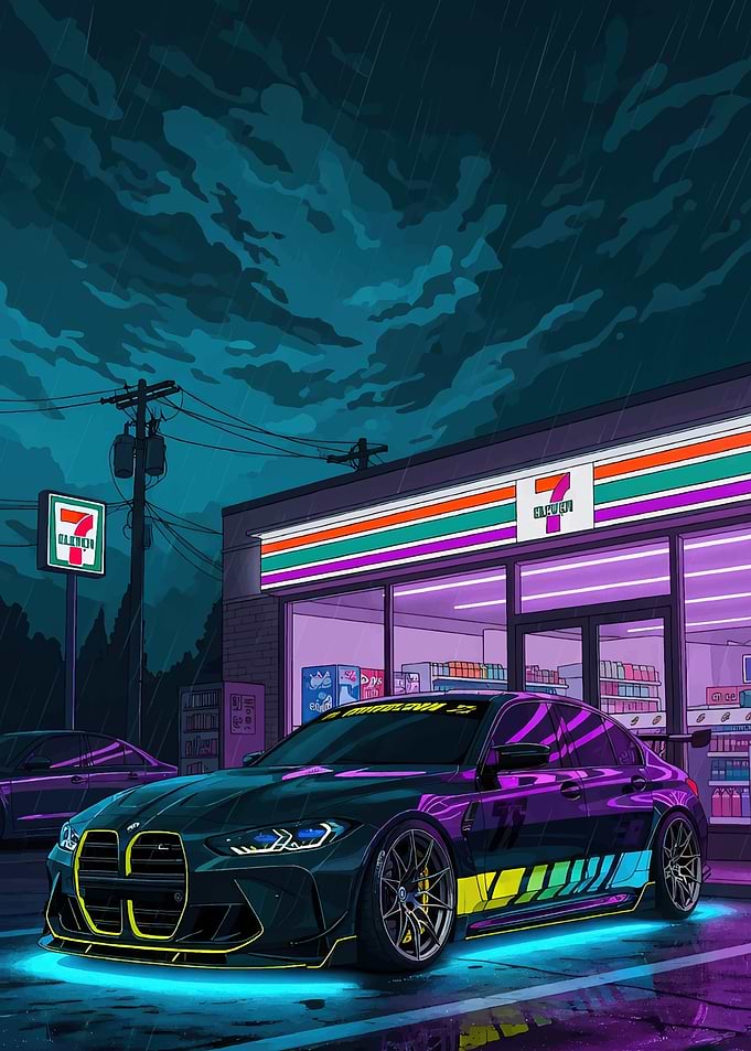 BMW M4 at 7-Eleven
