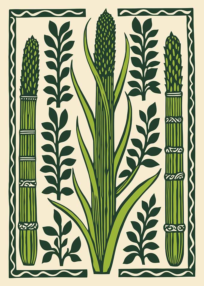 Asparagus and Leaves Pattern