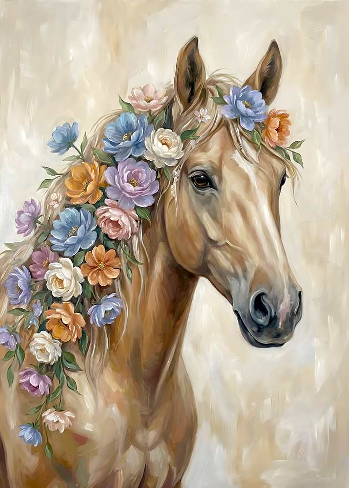 Horse with Floral Crown Painting