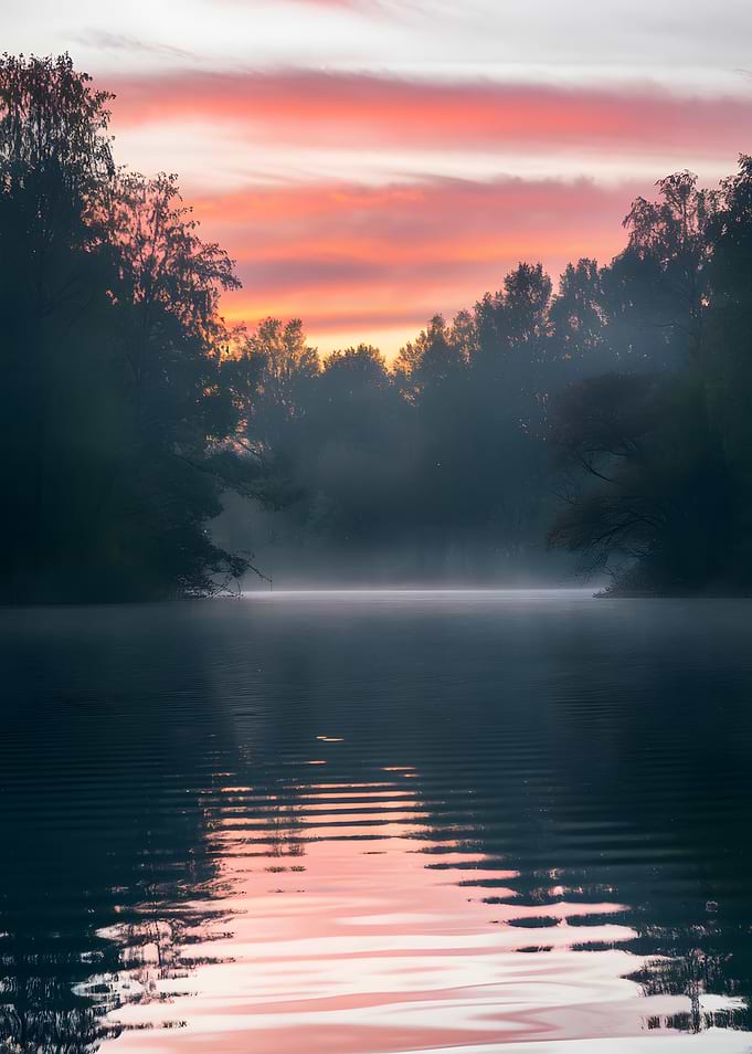 Lake at Sunrise with Fog